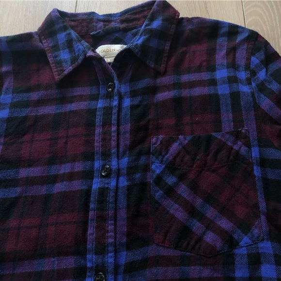 Golden by Tna Plaid Flannel Shirt Dress in Maroon & Blue Size S - Picture 6 of 11